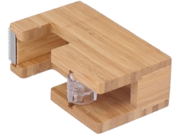 Dispensador De Fita Adesiva Mesa Mavis Laven Com Base Bambu, 12x 7, 5x 4, 5cm, Mini Dispensador Para Uso Com Uma Só Mão