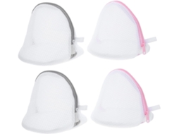 Conjunto de 4 Sacos Malha Reutilizáveis para Lavar Sutiãs e Lingerie, com Fecho Correr, Próprios CHABERLU
