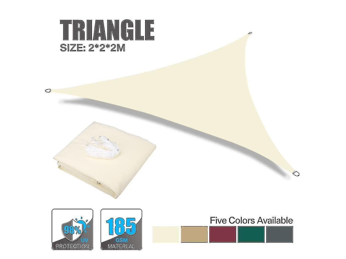 Toldo Triangular de Vários Tamanhos, Antiultravioleta, para Pátio, Jardim, 2x2x2m, Branco