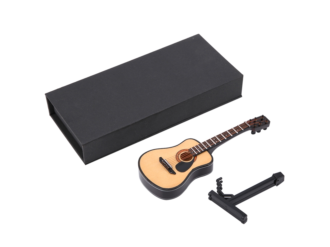 Modelo Miniatura Guitarra Madeira Decorativa 16cm