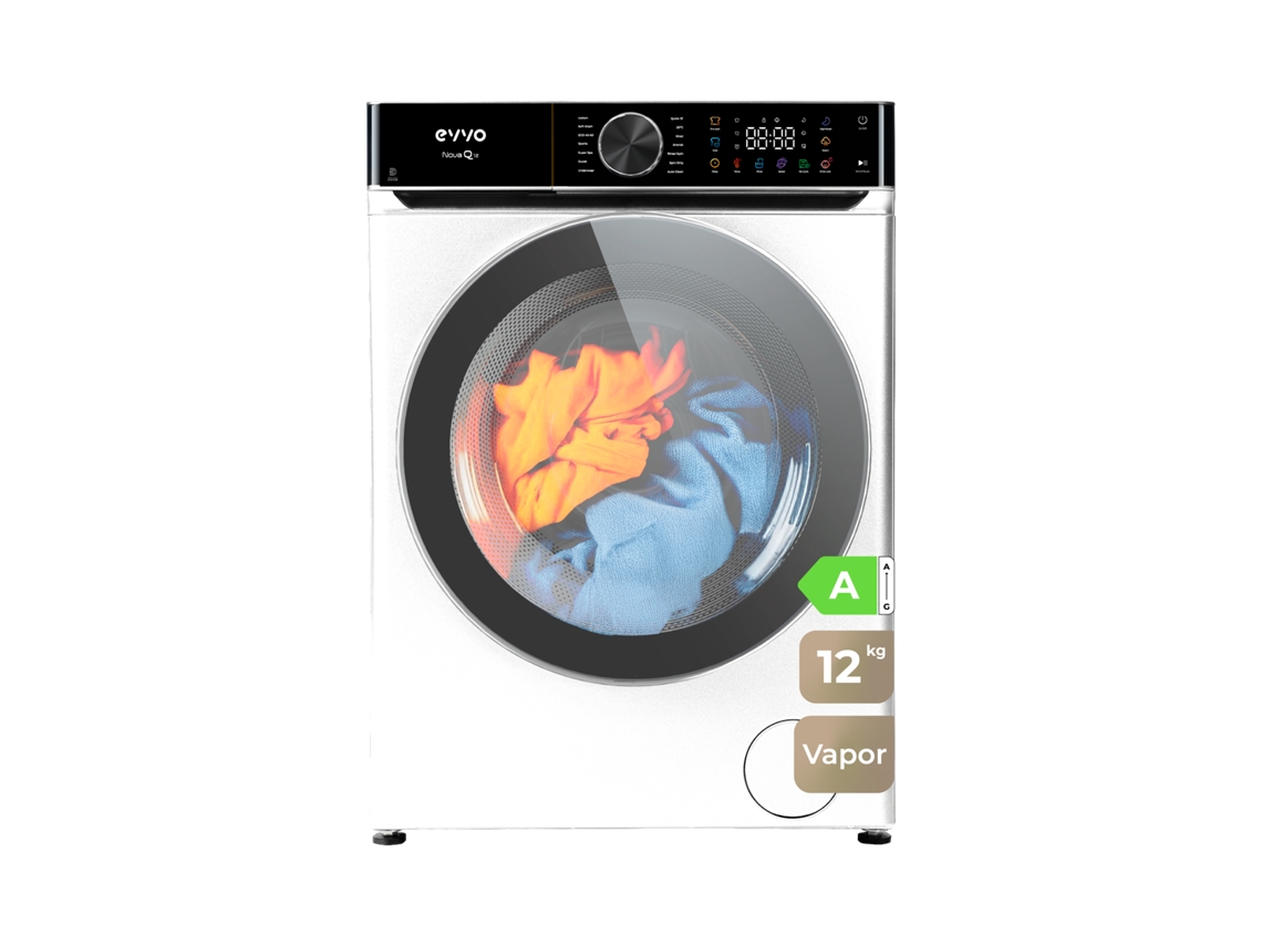 Máquina De Lavar Evvo 12 Kg Nova Q12, 1400 Rpm, Classe A, Motor Inverter Edrive, 14 Programas, Vapor Steam Wash, Lavagem Rápida 15', Branca