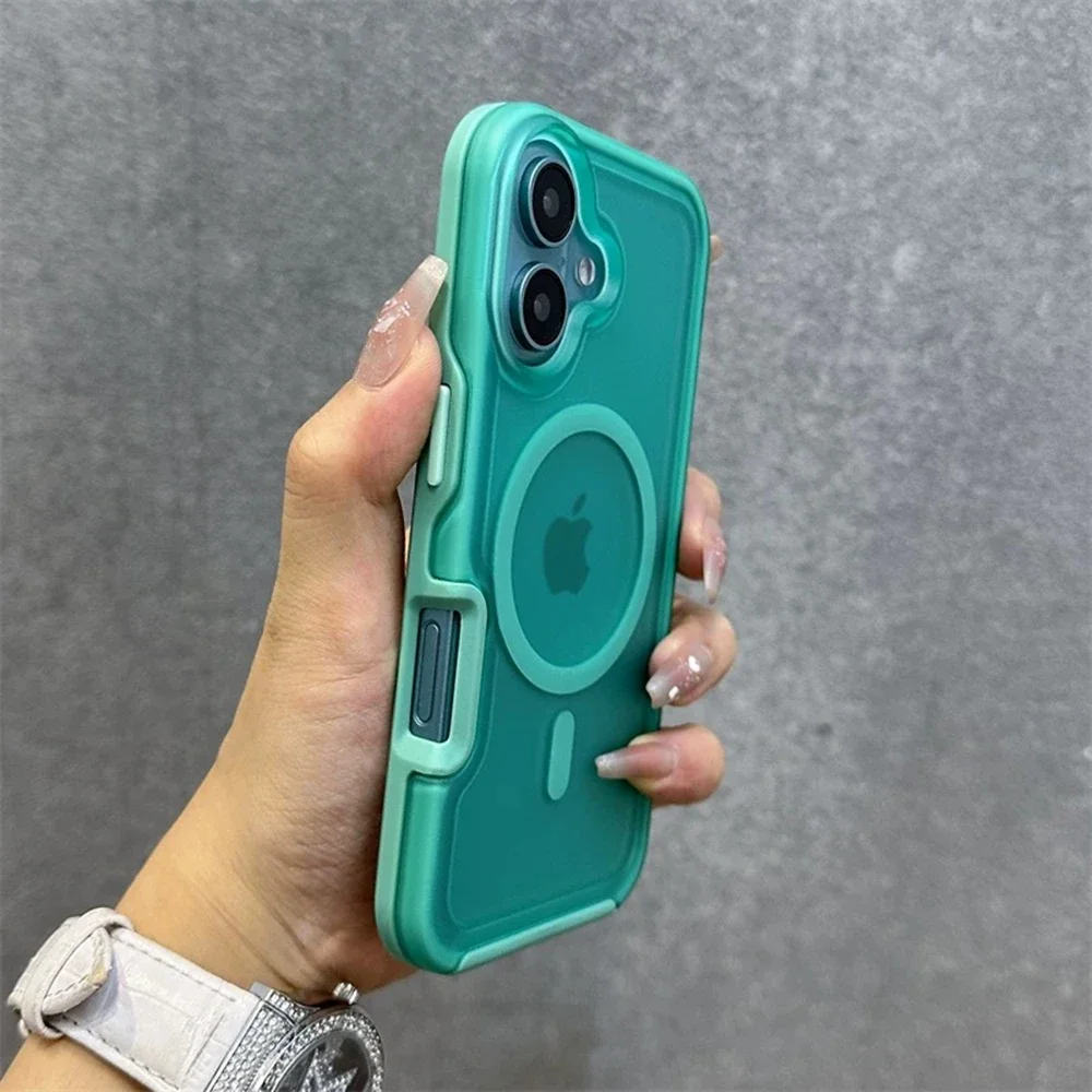 Capa Magnética Fosca Para Celular (verde 12 Pro), Capa Traseira À Prova De Choque