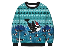 Roupas de Natal com Decote Redondo Manga Comprida Pulôver Moletom Roupa de Casal 5Xl