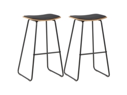 Vidaxl Bancos De Bar 2 Pcs Couro Artificial Preto