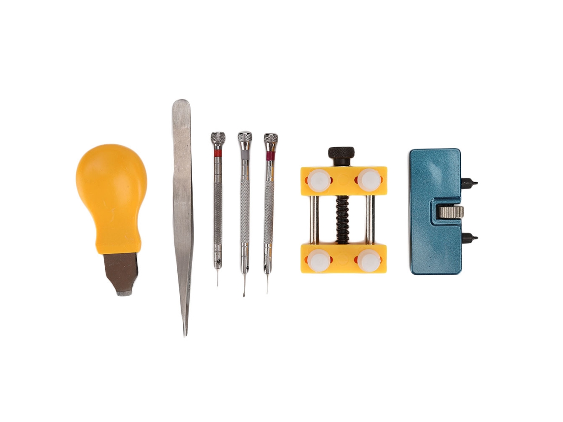 Kit de Reparação de Relógios com Abre carcaça, Pinças e Parafusos 7pcs/set