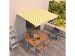 Vidaxl Toldo Retrátil Manual 450x350 Cm Amarelo E Branco