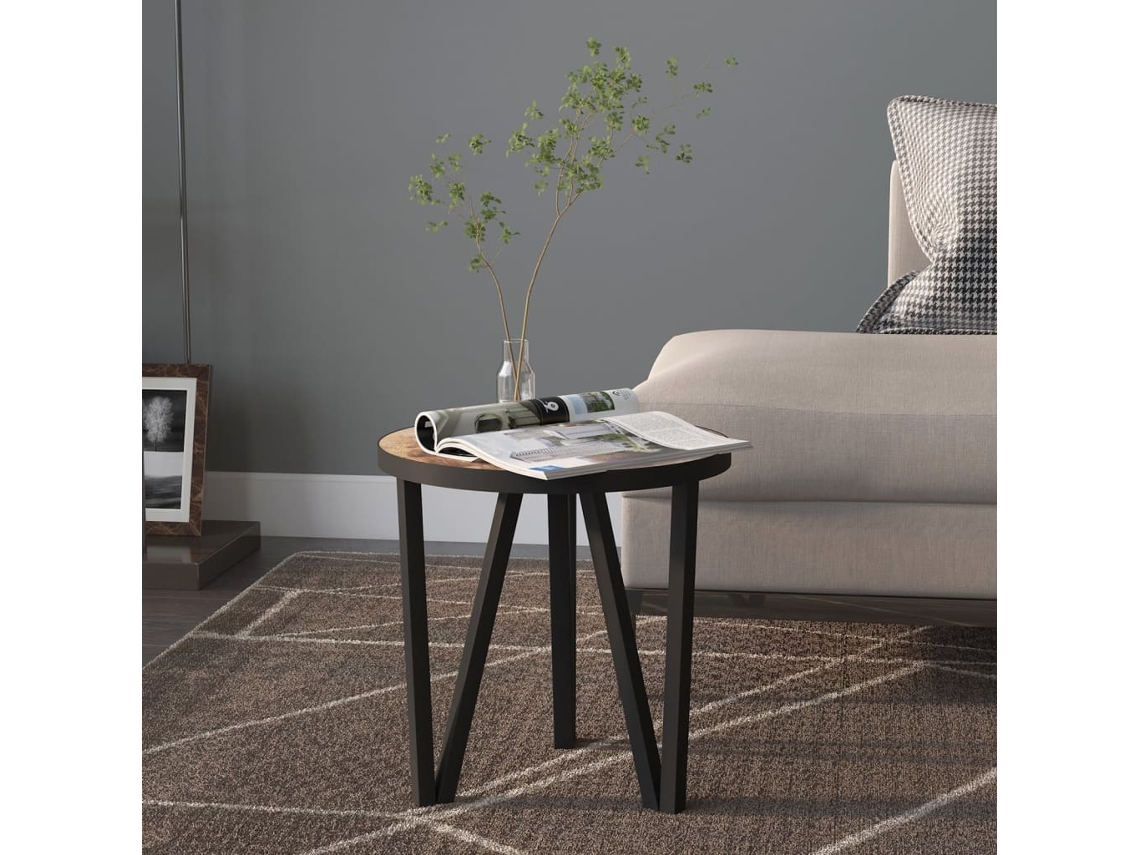 Vidaxl Mesa de Centro Ø35 Cm Mdf Preto e Amarelo