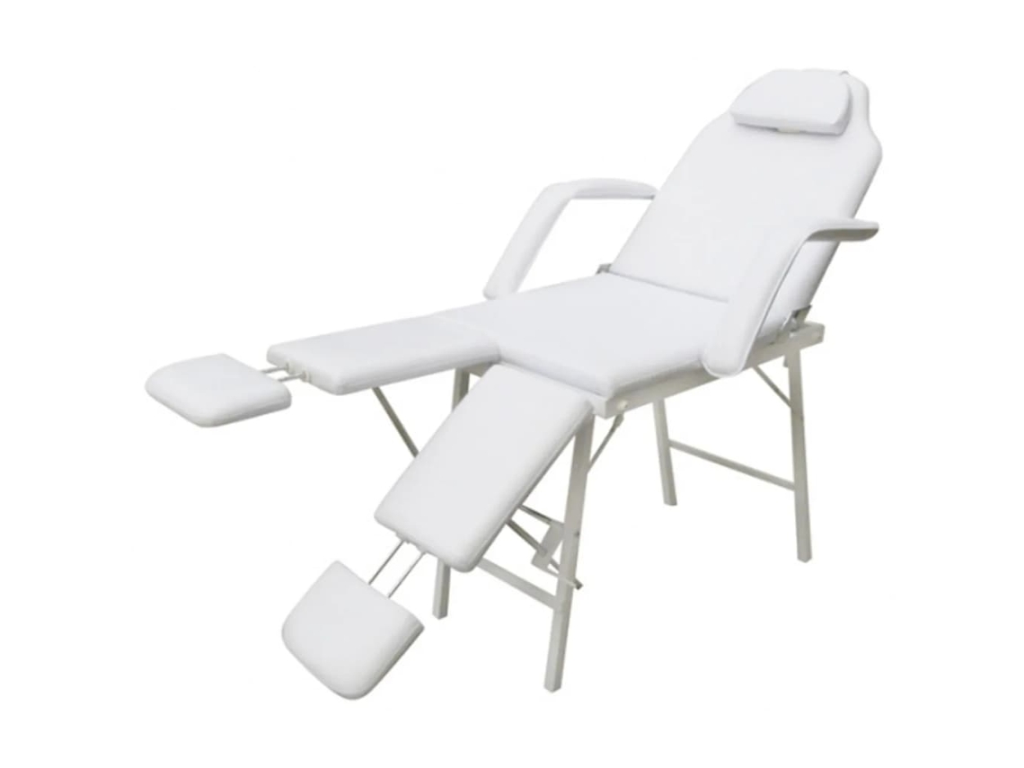Vidaxl Cadeira Portátil Para Tratamento Facial, Pele Sintética, 185x78x76 Cm, Branca