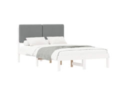 Estrutura de Cama com Cabeceira Estofada em Cinzento Claro MAISON EXCLUSIVE