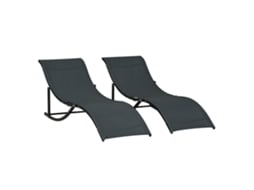 2 Espreguiçadeiras Dobráveis Aluminum, Texteline Cor Black Outsunny