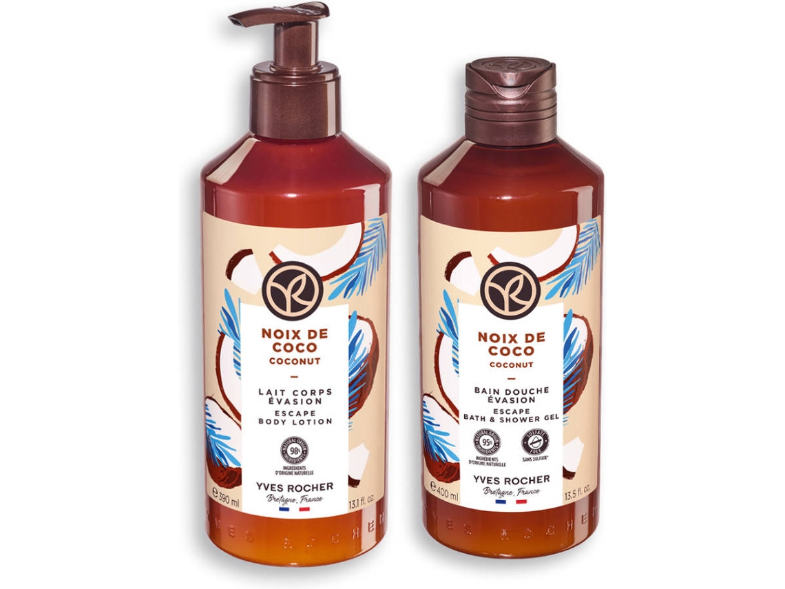 Coffret Corporal YVES ROCHER FRANCE Conjunto Noz de Coco Gel Duche + Leite Corpo (400 ml + 390 ml)
