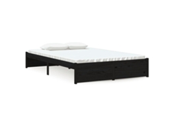 Estrutura Cama Pequena Casal em Pinho Maciço Preto MAISON EXCLUSIVE (120x190 cm)