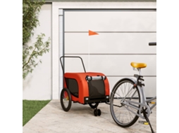 Vidaxl Reboque Bicicleta P/ Animais Tecido Oxford/ferro Laranja/preto