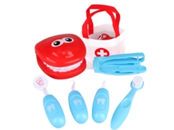Primerox conjunto Brinquedo Dentista para Crianças Modelo Escovação de Dentes Kit Médico Azul