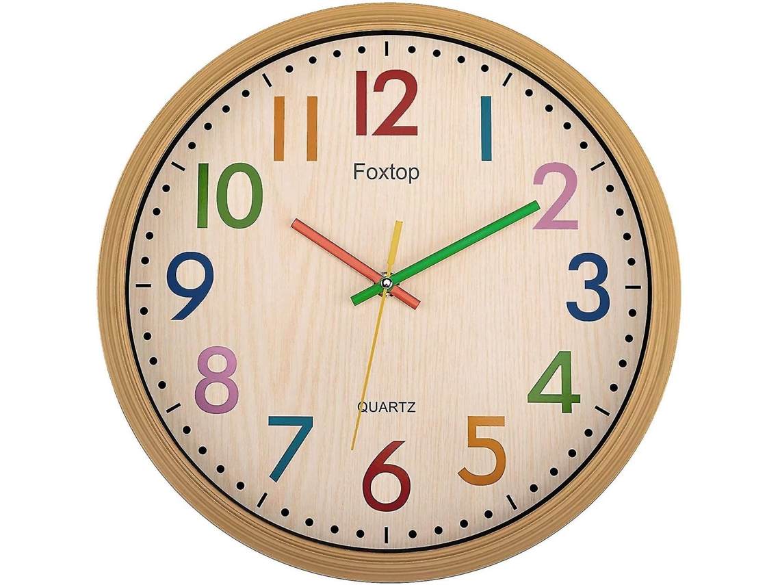 Relógio De Parede Infantil Silencioso De 30 Cm (12 Polegadas) Sem Tique-taque.