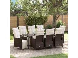 Vidaxl Conjunto De Jantar Para Jardim 9 Unid. Castanho Vime Pe