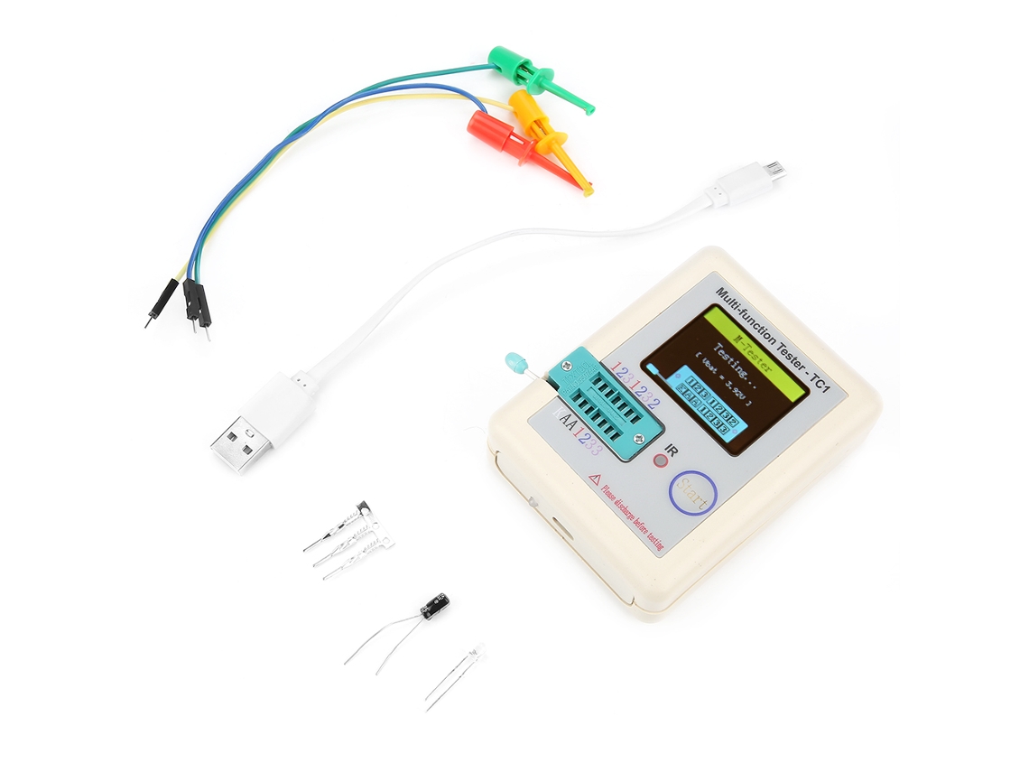 Testador de Transistores, LCD, Diodo, Tríodo, Capacitância, Medidor LCR, ESR, NPN, PNP, MOSFET