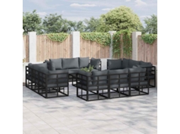 Vidaxl Conjunto De Sofá De Jardim 13 Unid. Preto Metal