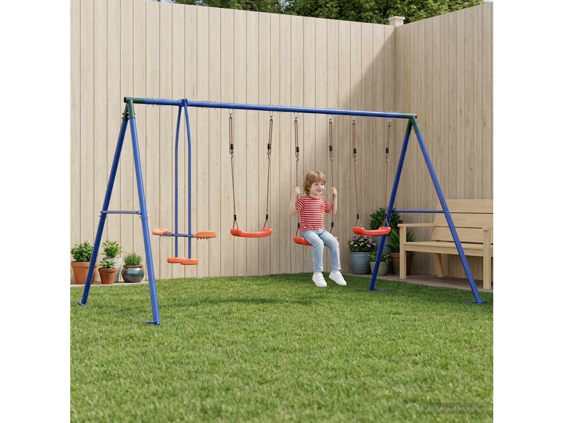 Vidaxl Conjunto De Balanço Para Exterior Multicolor Aço E Pe