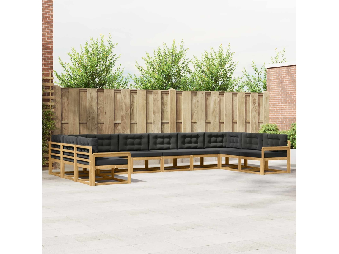 Vidaxl Conjunto De Sofás Para Exterior 10 Unid. Branco E Antracite