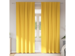 Vidaxl Cortinas Blackout Com Argolas 2 Unid. Amarelo-mostarda