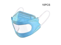 Rebe 10 Máscaras Descartáveis Transparentes para Adultos com Janela Visível na Boca Design Claro Azul Cielo