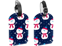 Conjunto De 2 Etiquetas Bagagem Em Couro Pu Com Estampa Boneco Neve Dançante