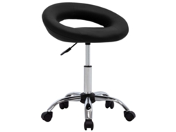 Vidaxl Cadeira De Trabalho Com Rodas Couro Artificial Preto