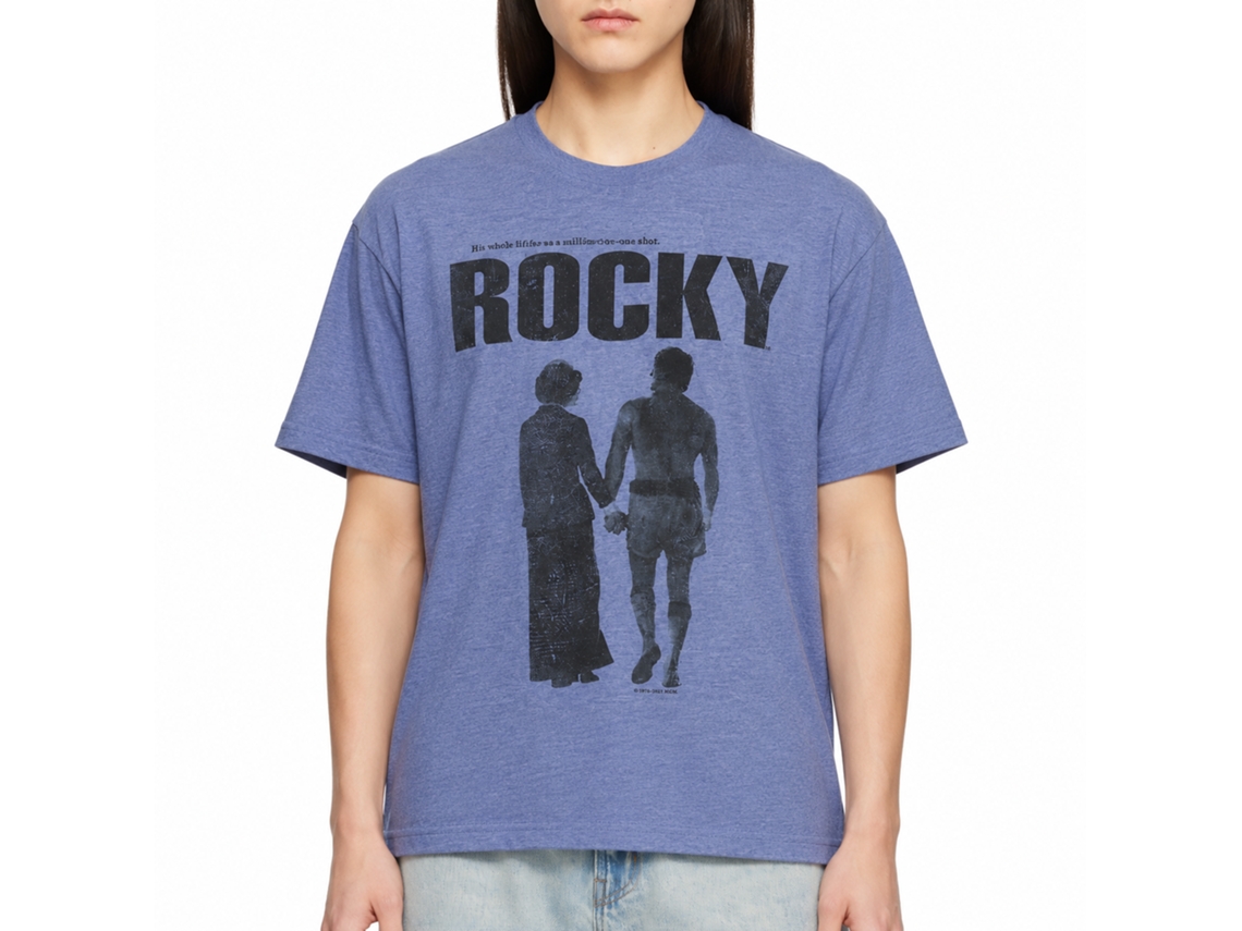 Rockinstone Rocky Movie Poster Heather Light Blue Adult T-shirt Size:m