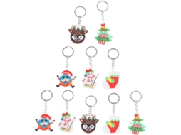 Conjunto De 10 Chaveiros Natalinos Criativos Com Pingentes De Desenho Animado, Enfeites De Natal Para Presentes. Conjunto De 10 Chaveir Gokoco