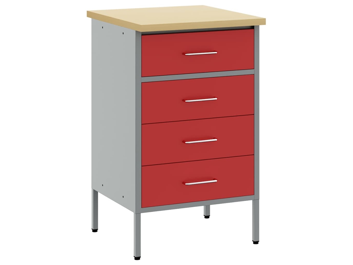 Conjunto 1 Bancada De Trabalho Vidaxl Vermelho Aço (50 X 55 X 85 Cm)