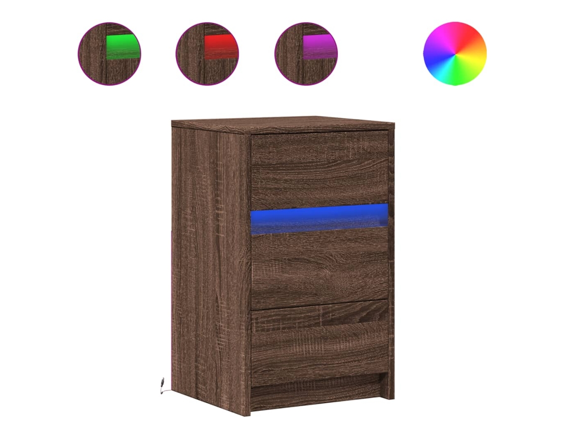 Bedside Cabinet, Bedside Cabinets Vidaxl Marrom Madeira Processada (n/a)