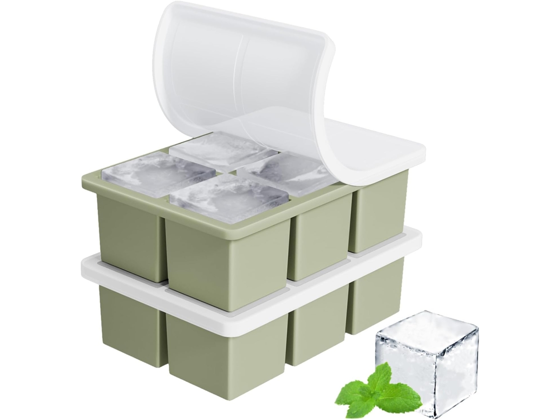 Formas Gelo Silicone Cubos 5cm com Tampas, Verde ZYBLSSBB
