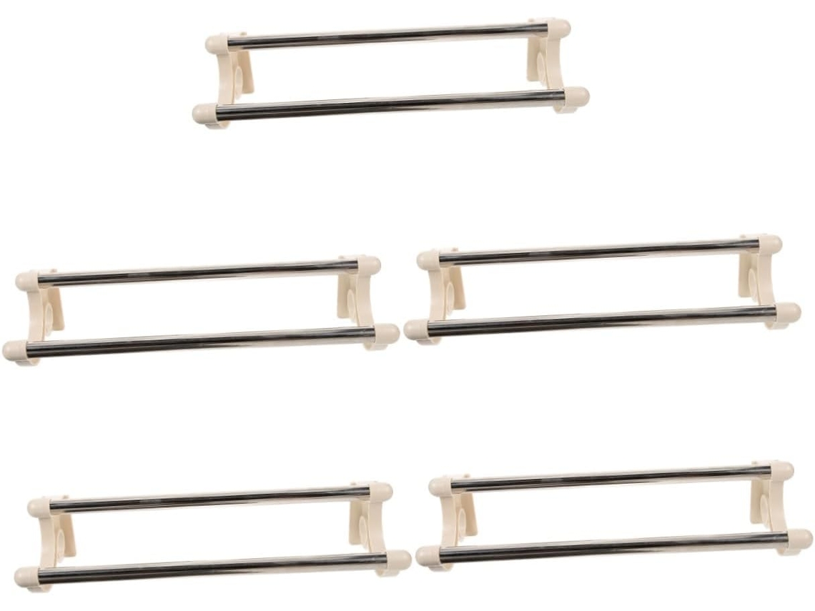 Tehaux Conjunto De 5-suportes Duplos Para Toalhas Banheiro Em Aço Inoxidável Design Que Economiza Espaço Fácil Usar