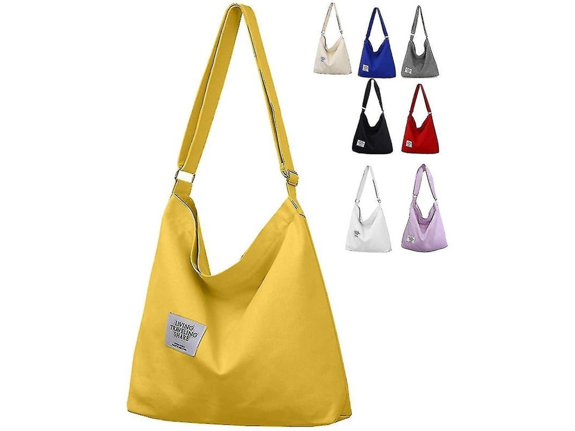 Bolsa Hobo De Lona Para Mulher, Bolsa Bandolera Grande Com Fecho De Zíper, Mochila De Praia E Compartimentos, Ideal Para Viagem E Uso Diário Amarillo