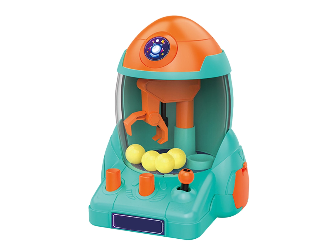 Mini Máquina De Garra Para Crianças Brinquedo Arcade Foguete Com Bola E Doce Laranja E Azul