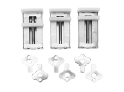 Conjunto de 3 travas antifurto em aço inoxidável para janelas de correr, ideais para banheiro e quarto.