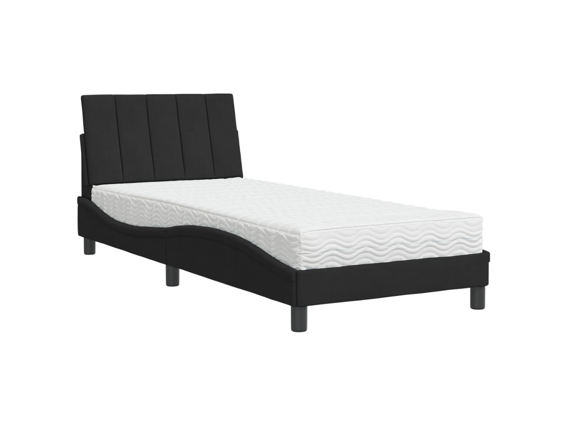 Cama com Colchão Hanko 80x200 Cm Veludo Preto MAISON EXCLUSIVE