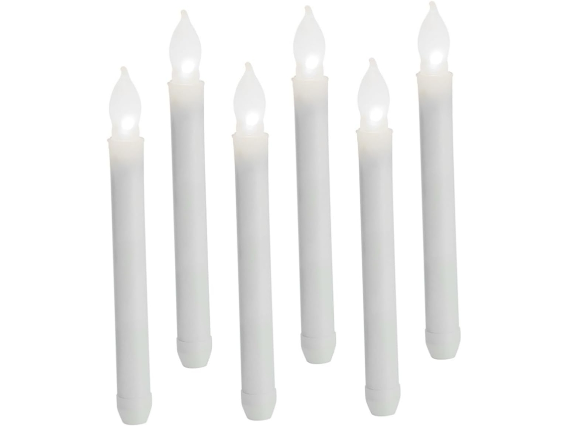 Conjunto de 6 Velas Cônicas de Led Sem Chama para Decoração de Casamentos, Festas e Uso Doméstico, com Luz Quente. SFUSHOS