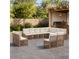 Vidaxl Conjunto De Sofá De Jardim 12 Unid. Bege Vime Pe
