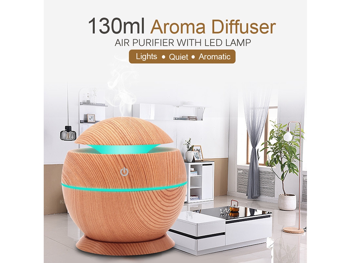 Umidificador Aromaterapia Mini, Luz Noturna USB, 300ml, ABS Pp, Preto, Quarto, Escritório | S/MARCA