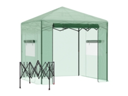 Estufa Para Plantas Com Porta E Janela Enroláveis, Aço Pe Verde Escuro 238x178x240 Cm.