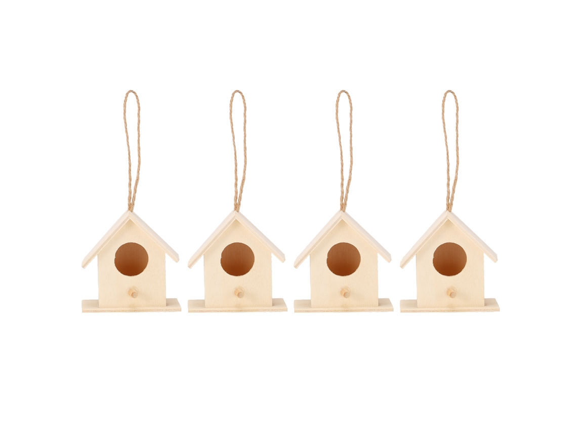 Conjunto de 4 casas de madeira para pássaros e viveiros de jardim para decoração DIY LAXISCREED