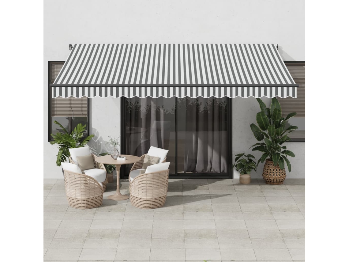 Toldo Retrã¡til Manual 450x350 Cm Antracite E Branco Dkd Home Decor
