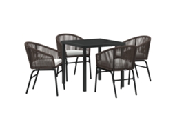 Conjunto 5 De Jantar De Jardim Vidaxl Marrom Rattan Pe