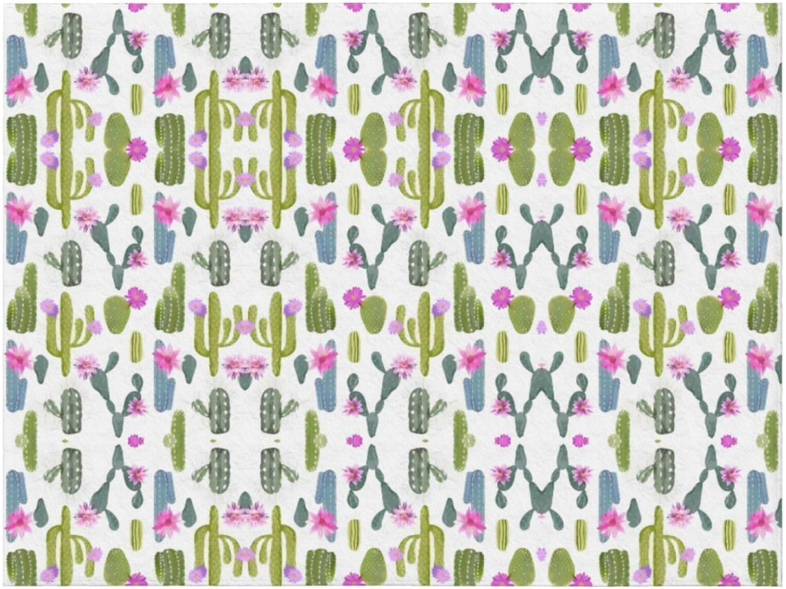 Manta de Flanela com Estampa Cactos Floridos Macia e Aconchegante Ideal para Cama Sofá Ou Quarto 203 2 X 152 4
