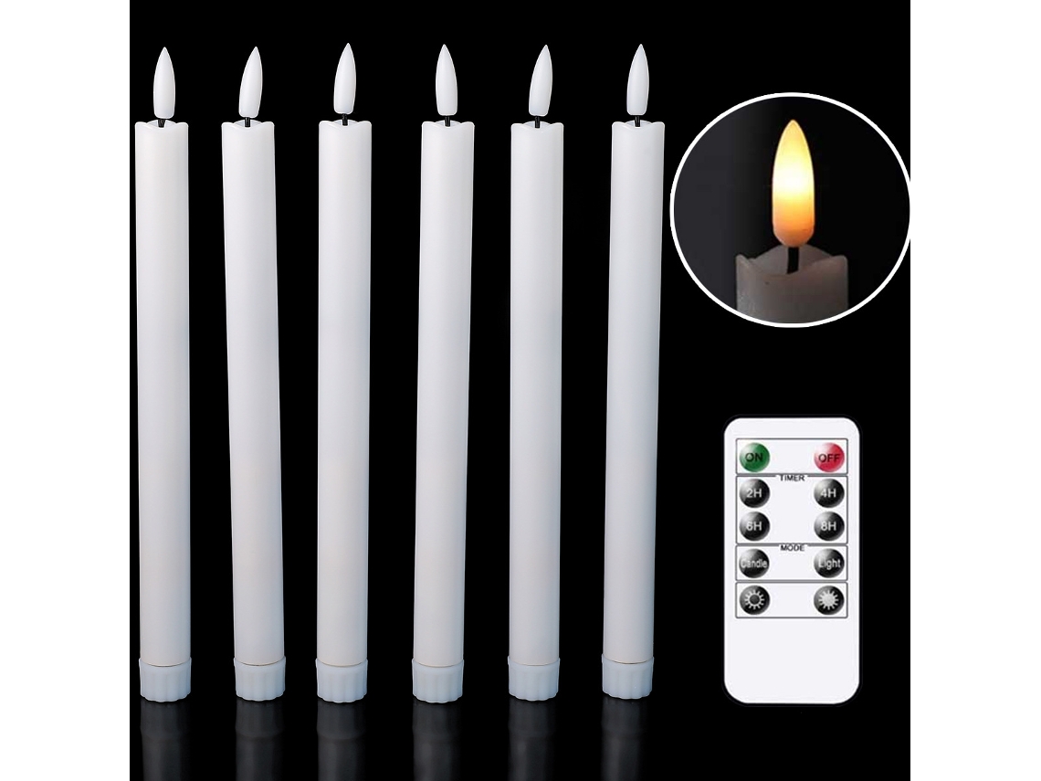 Pacote com 6 velas cintilantes Single-Chama com controle remoto - aquaforge