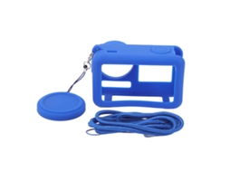 Funda De Silicona Para Cámara De Acción Dji Osmo Action 4 3 Con Correa De Cuello Azul Protectora Suave