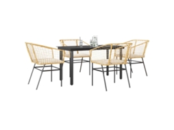 Vidaxl Conjunto Jantar Jardim 5 Peças Almofadas Vidro Vime Pe Castanho