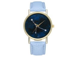Relógio Zhoulianfa Star T121-a de pulso unissex com mecanismo de quartzo e pulseira azul-clara para jovens executivos.